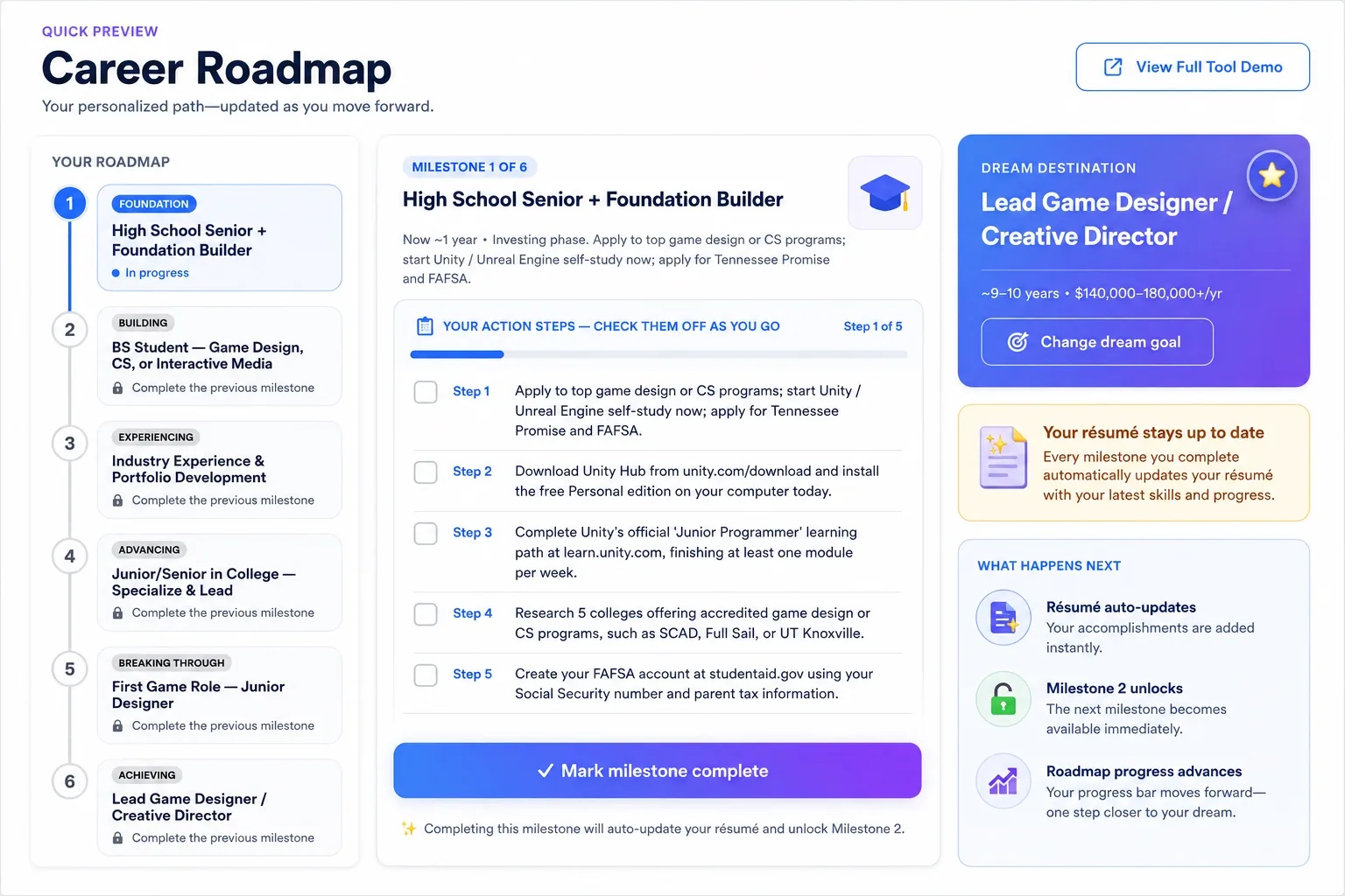 Career Roadmap quick preview